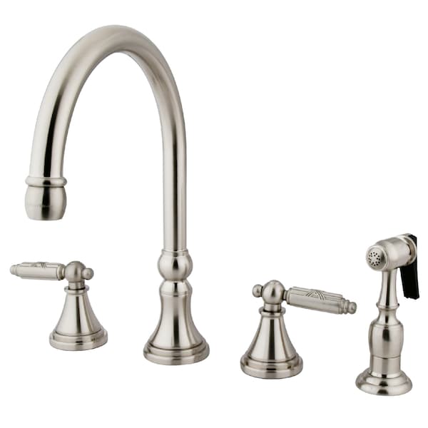 Gourmetier Widespread Kitchen Faucet W/ Sprayer, Brushed Nickel GS2798GLBS - main